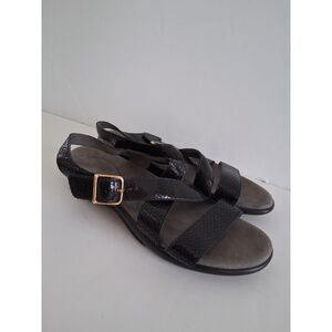 SAS Sandals Sz 11 Orthopedic Comfort Black Leather Arch Support Nero Weave